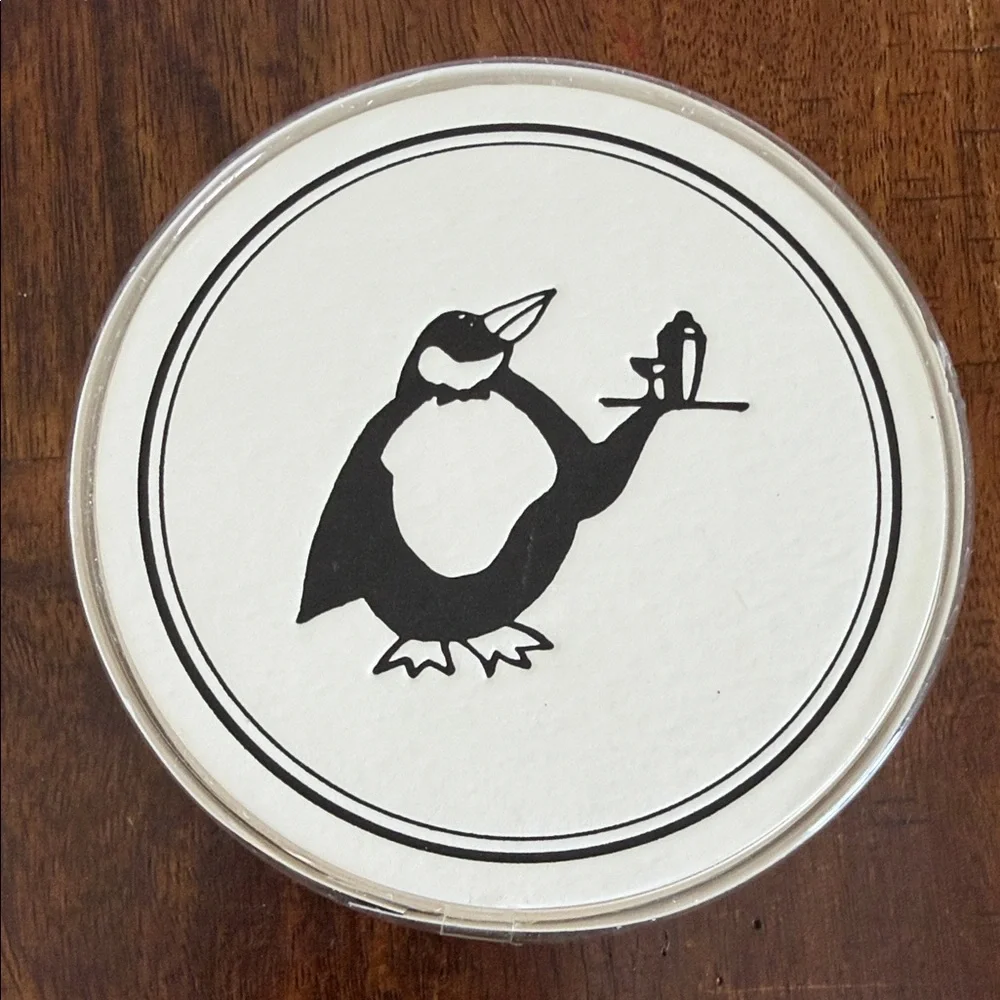 WILLIAMS SONOMA - Charles Fradin Letterpress Coasters Penguin Serving Martini